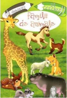 E distractiv sa colorez familii de animale