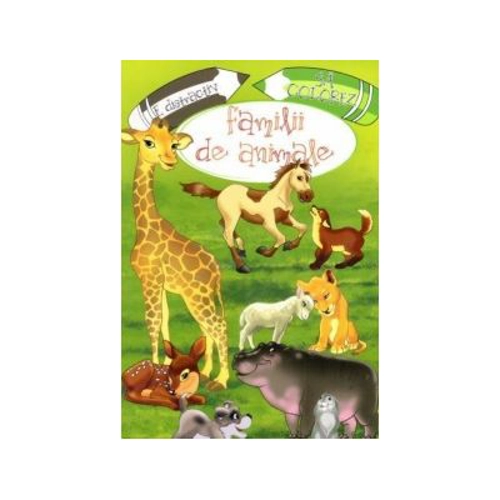 E distractiv sa colorez familii de animale