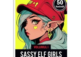 Carte de colorat pentru adulti, 50 de ilustratii Sassy Elf Girls, Volumul 1