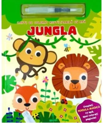 Jungla. Carte de colorat reutilizabila cu apa