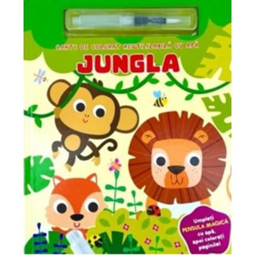 Jungla. Carte de colorat reutilizabila cu apa