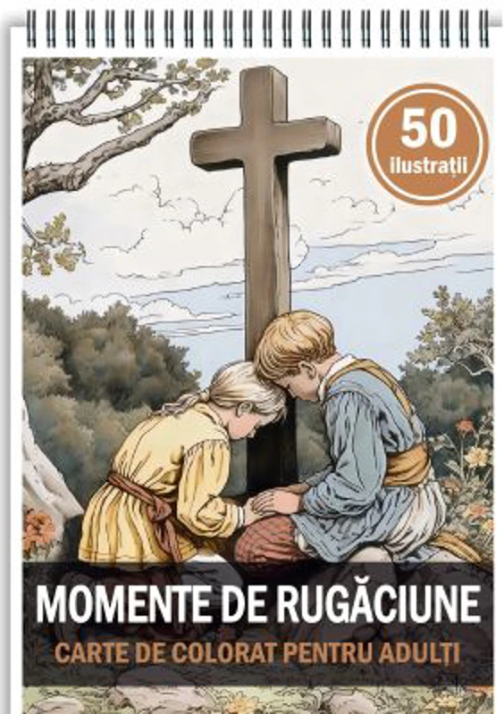 Carte de colorat, 50 de ilustratii, Momente de rugaciune