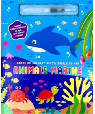 Animale marine. Carte de colorat reutilizabila cu apa