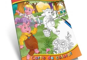 Cei trei purcelusi - Carte de colorat A5 ilustrata