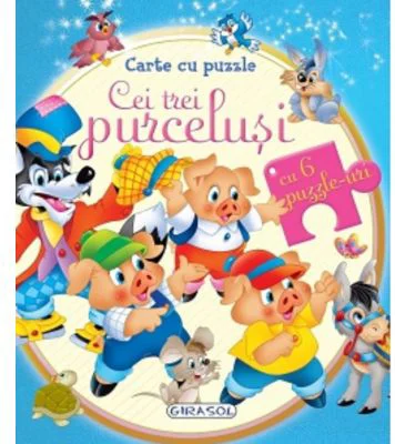 Carte cu puzzle Cei trei purcelusi (cu 6 puzzle-uri)