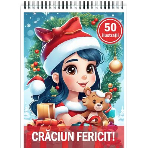 Carte de colorat, 50 de ilustratii, Craciun Fericit