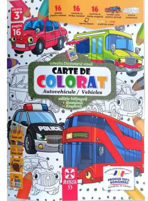 Carte de colorat autovehicule/ vehicles