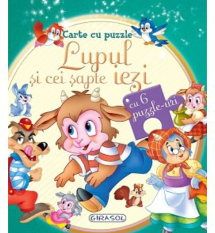 Carte cu puzzle Lupul si cei sapte iezi (cu 6 puzzle-uri)
