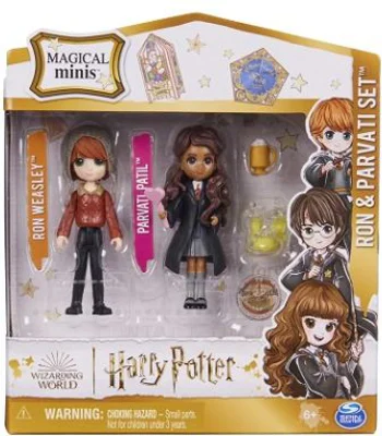 Set 2 figurine Ron si Parvati, Harry Potter Wizarding World Magical Minis