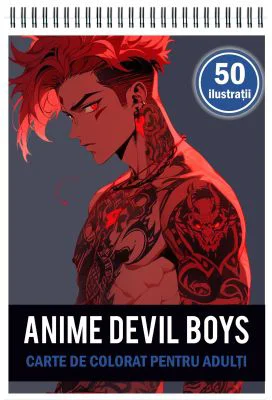 Carte de colorat pentru adulti, 50 de ilustratii, Anime Devil Boys