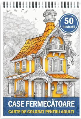 Carte de colorat pentru adulti, 50 de ilustratii, Case fermecatoare