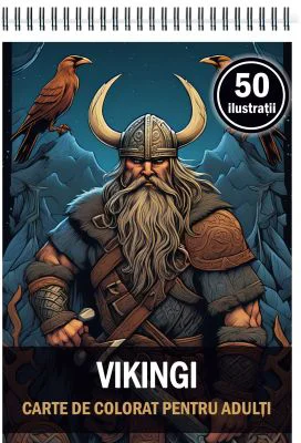 Carte de colorat pentru adulti, 50 de ilustratii, Vikingi