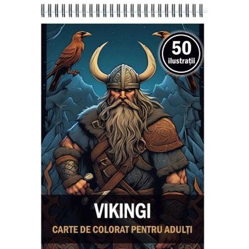 Carte de colorat pentru adulti, 50 de ilustratii, Vikingi
