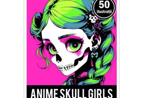 Carte de colorat pentru adulti, 50 de ilustratii, Anime Skull Girls