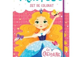 Printese. Set de colorat cu creioane si autocolante