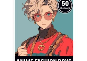 Carte de colorat pentru adulti, 50 de ilustratii, Anime Fashion Boys