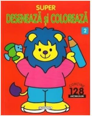 Super deseneaza si coloreaza 2. Contine 128 abtibilduri