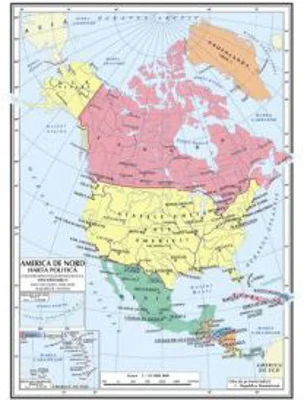 Harta de America de Nord A4 - plastifiata