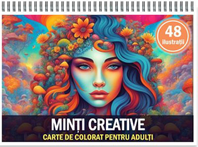 Carte de colorat cu 48 de ilustratii, Minti Creative