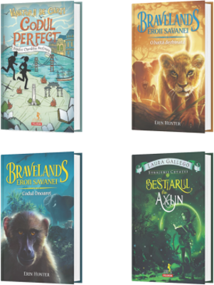 Pachet pentru copii format din 4 titluri Bravelands Eroii savanei. Volumul I - II, Strajerii cetatii. Volumul I. Bestiarul lui Axlin - Laura Gallego