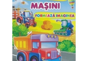 Masini. Formeaza imaginea + 56 autocolante. Activitati de logica cu autocolante puzzle