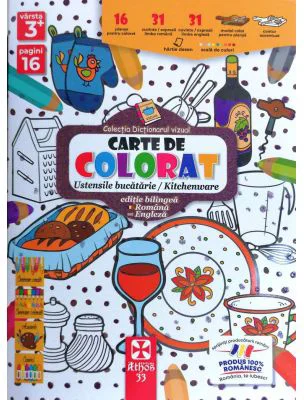 Carte de colorat ustensile bucatarie / kitchenware