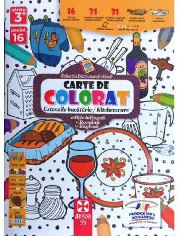 Carte de colorat ustensile bucatarie / kitchenware