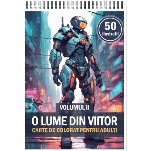 Carte de colorat cu 50 de ilustratii, O lume din viitor, Volumul 2