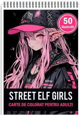 Carte de colorat pentru adulti, 50 de ilustratii, Anime Street Elves