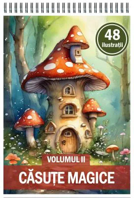 Carte de colorat cu 48 de ilustratii, Casute Magice, Volumul 2