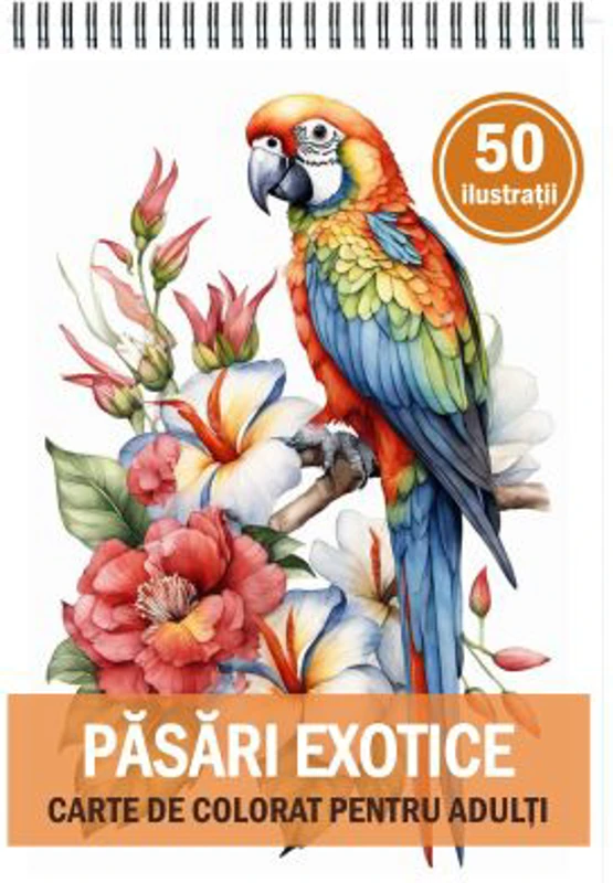 Carte de colorat cu 50 de ilustratii, Pasari Exotice