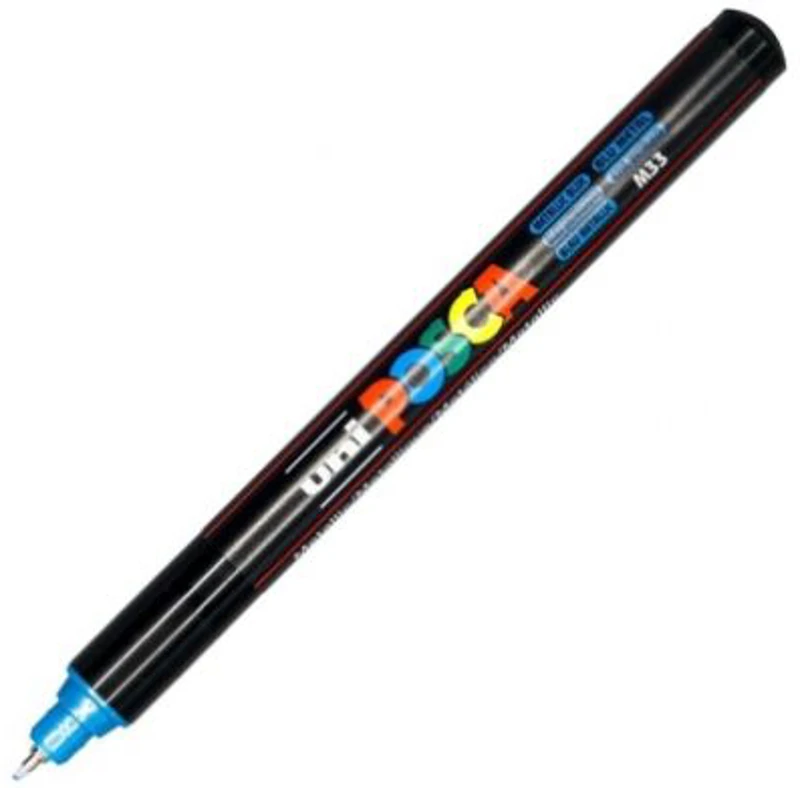 Marker UNI PC-1MR 0. 7 mm, varf metalic fin, albastru metalizat, Posca (M484)