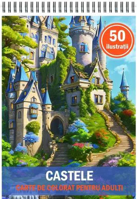 Carte de colorat pentru adulti, 50 de ilustratii, Castele