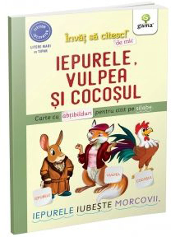 Iepurele, vulpea si cocosul. Carte cu abtibilduri pentru citit pe silabe - Nicolae Tonita