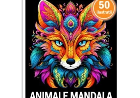 Carte de colorat, 50 de ilustratii, Animale Mandala