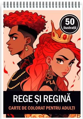 Carte de colorat pentru adulti, 50 de ilustratii, Anime Kings & Queens