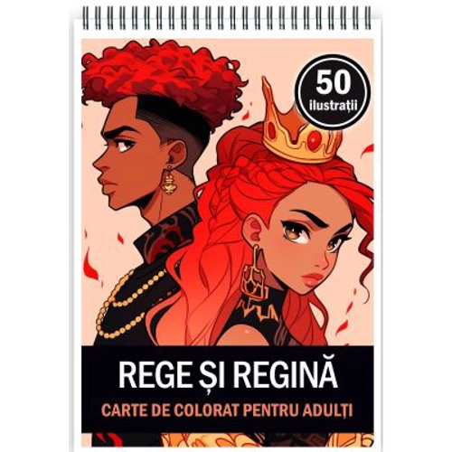 Carte de colorat pentru adulti, 50 de ilustratii, Anime Kings & Queens