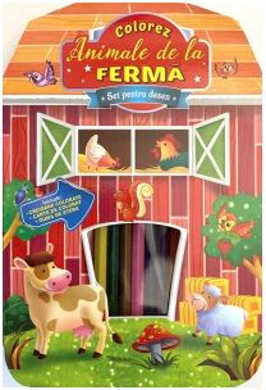 Colorez animale de la ferma. Set pentru desen - Brijbasi
