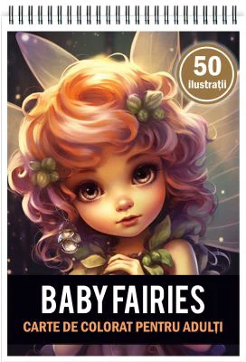 Carte de colorat pentru adulti, 50 de ilustratii, Baby Fairies