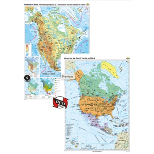 America de Nord. Harta fizico-geografica si a principalelor resurse naturale de subsol si America de Nord. Harta politica – Duo Plus ( CR-3113DPA	120x