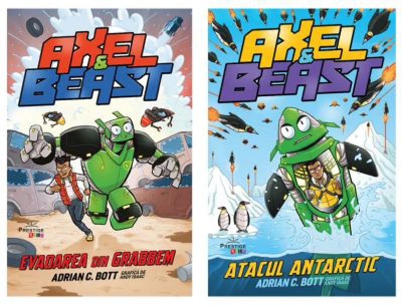 Pachet format din 2 titluri Axel &amp; Beast. Evadarea din Grabbem, Atacul antarctic - Adrian C. Bott