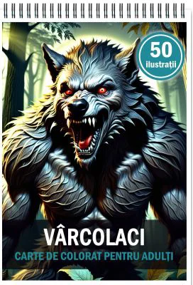 Carte de colorat pentru adulti, 50 de ilustratii, Varcolaci