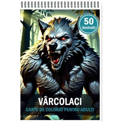 Carte de colorat pentru adulti, 50 de ilustratii, Varcolaci