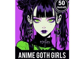 Carte de colorat pentru adulti, 50 de ilustratii, Anime Goth Girls