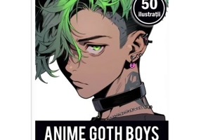 Carte de colorat pentru adulti, 50 de ilustratii, Anime Goth Boys