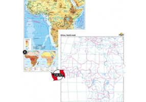 Africa. Harta fizico-geografica si a principalelor resurse naturale de subsol (CR-3119A 120x160 cm)