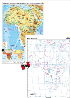 Africa. Harta fizico-geografica si a principalelor resurse naturale de subsol (CR-3119A 120x160 cm)