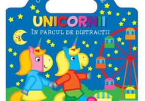 Unicornii - In parcul de distractii (Coloreaza si lipeste)