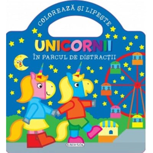 Unicornii - In parcul de distractii (Coloreaza si lipeste)