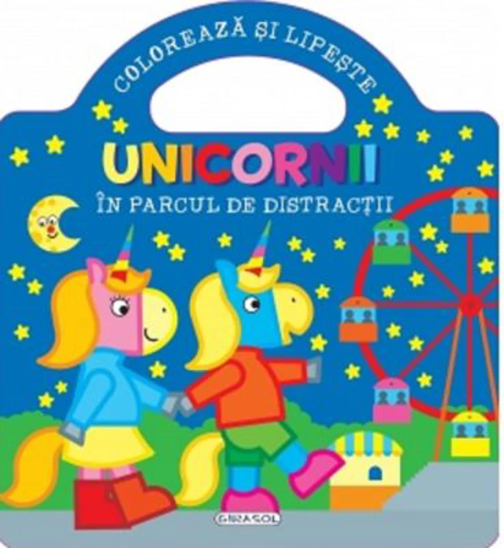 Unicornii - In parcul de distractii (Coloreaza si lipeste)